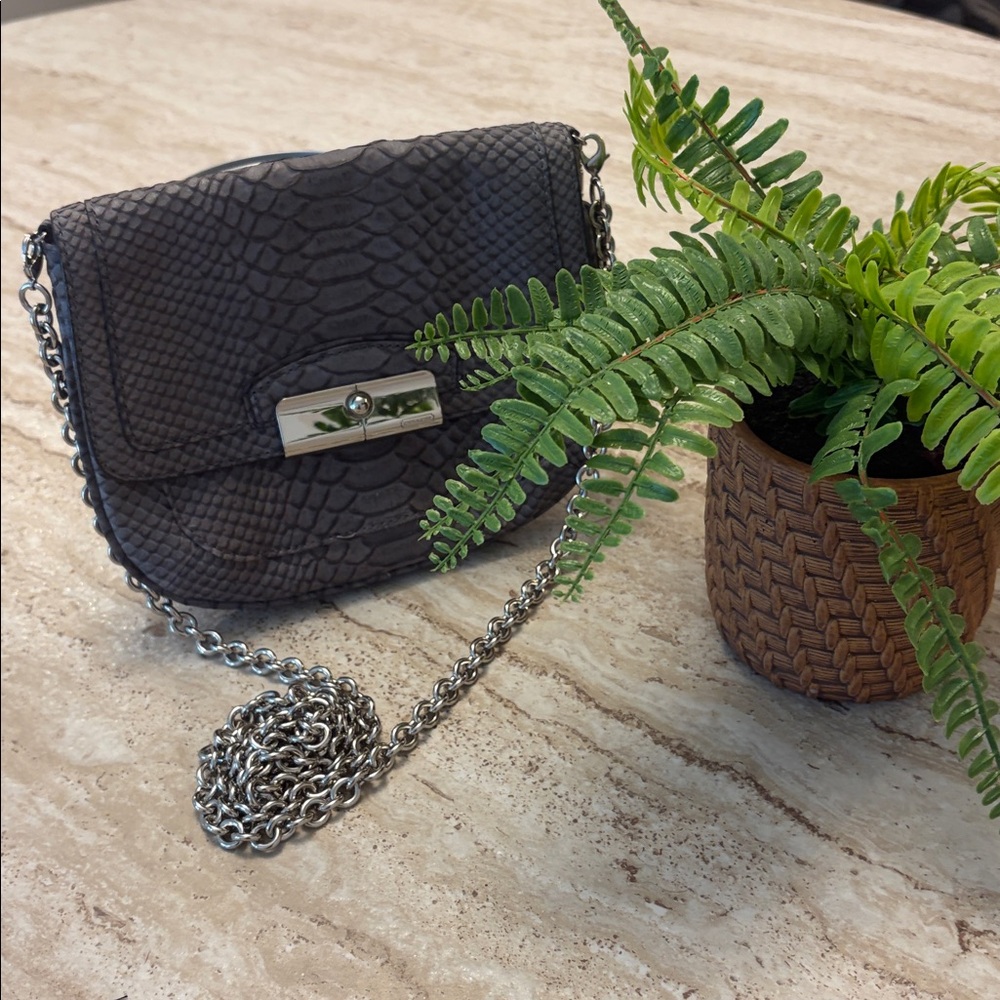 Coach Kristin Black and Gray Snakeskin Mini Crossbody Bag
